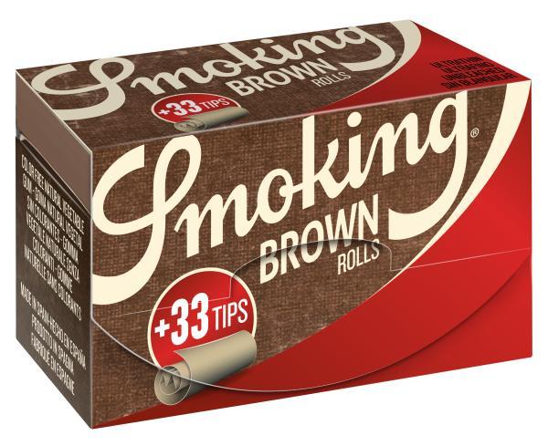 Smoking Brown Roll + Tips – ungebleichtes 4-m-Roll-Paper (44 mm) mit Tips, Slow-Burn & pflanzlicher Gummierung